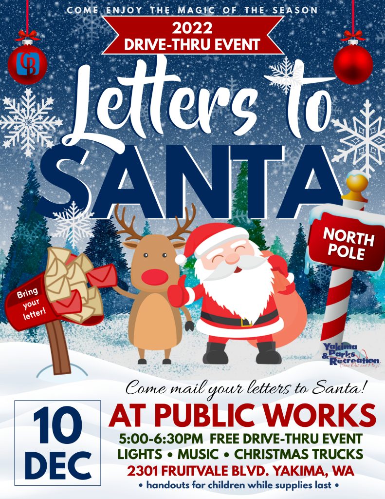 Yakima Pubic Works Hosting a Drive-Thru Mailbox to Send Letters to Santa